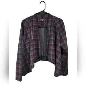 Periphery Women's Plaid Knit Long-Sleeved Blazer Sz M